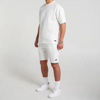 T-shirt blanc uni décontracté à manches courtes pour homme, ensemble 2 pièces assorti avec short, tenue de sport, de gym ou de jogging