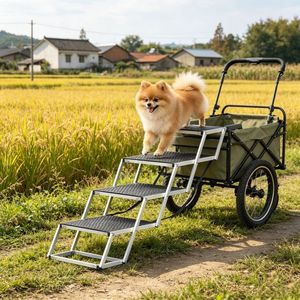 Adjustable Folding <b>Dog</b> Car Ramp Durable Aluminium with <b>Button</b> Closure for Cats and Pets Outdoor Travel Use - Product Image 6