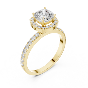 Anillo de compromiso de oro amarillo chapado con diamante talla cojín para mujer, banda pavé, regalo para promesa, boda, aniversario, fiesta - Product Image 3