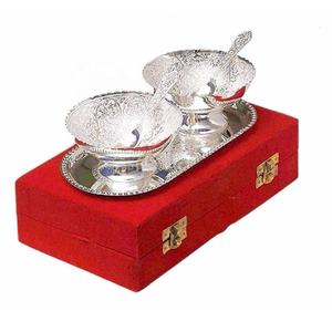 สินค้ามาใหม่ชุดถาดชามช้อนชุบเงินผลไม้แห้งชามเสิร์ฟของหวานชามโลหะของขวัญคริสต์มาสงานแต่งงาน - Product Image 4