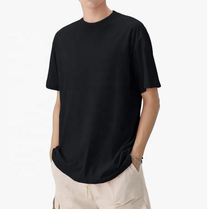 T-shirts en coton pour hommes à séchage rapide surdimensionné unisexe à manches courtes col rond hauts basiques t-shirt athlétique solide avec coupe ample - Product Image 3