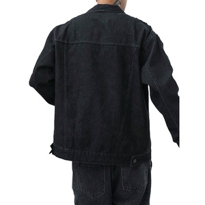 Vestes en jean rétro patchwork personnalisées pour hommes et femmes Veste d'hiver surdimensionnée 100% coton de couleur unie avec technique lavée - Product Image 5