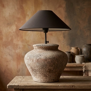 Base de lampe de table rustique en terre cuite Baselamp 02, en céramique artisanale, pour lampe de bureau, vente en gros - Product Image 6