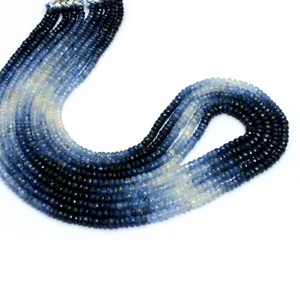 Cuentas facetadas de zafiro AAA de 4 mm-4,5 mm, cuentas de zafiro birmano azul ombré natural, piedras preciosas para collar en capas - Product Image 5