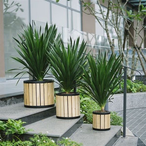 Pot de fleurs en bois carré avec pieds en acier enduit de poudre sac PP amovible pour l'ingénierie des plantes de jardin à la maison bas prix faible taxe - Product Image 6