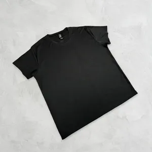 T-shirt noir uni pour homme, manches courtes, col rond, basique, en coton doux, pour l'été, décontracté, commande en gros, prix bas - Product Image 5