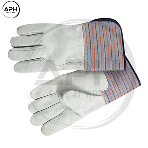 Guantes de Trabajo de Cuero Resistentes, Reforzados en la Palma, con Puño de Lona, para Uso General, Construcción, Manipulación de Materiales Industriales - Product Image 2