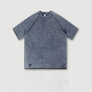 เสื้อยืดพิมพ์ลายสตรีทแวร์วินเทจฟอกสีสไตล์ย้อนยุคสำหรับผู้ชายคุณภาพสูง ขายส่ง ผลิตตามสั่ง ผ้าฝ้ายคุณภาพสูง แขนสั้นเนื้อหนา - Product Image 6