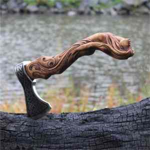 Hacha de espalda plana forjada a mano de grado industrial, cabeza de acero de alto carbono, mango de madera de fresno, tamaño/corte personalizable, OEM/ODM disponible - Product Image 2