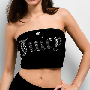 Top de moda urbana 2026 de lujo con pedrería, sin tirantes, tipo tubo, elástico, ajustado, corto, estilo bandeau, para mujer, fabricante de camisetas - Product Image 3