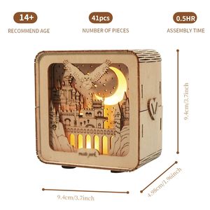 Kit Puzzle 3D in Legno a Forma di Castello con Design in Compensato, Luce Notturna Creativa, Decorazione da Scrivania, Regalo per Donne - Product Image 3