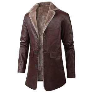 Chaqueta de Cuero PU para Hombre, Estilo Motero, Cuello Camisero, Resistente al Viento, Largo Regular, para Invierno - Product Image 6
