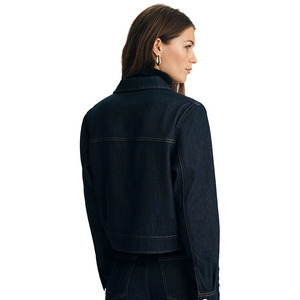 Plus Size Women Casual Denim <b>Jacket</b> Autumn Winter <b>Summer</b> Washed Breathable Color Fade Proof 100% Cotton 220g Black Denim <b>Jacket</b> - Product Image 6