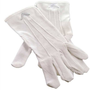 Guantes Masónicos de Poliéster con Pedrería para Ceremonia, Diseño Cuadrado y Compás, de la Logia Azul Master Mason - Product Image 3