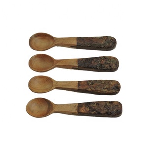 Juego de cuchara para comer de madera de Acacia Natural, diseño de estilo indio, mango de hormigón, artículos artesanales de buena calidad, cuchara pequeña - Product Image 3