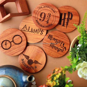 Juego de posavasos de madera grabado a granel gratis, accesorios de mesa de comedor de té y café en blanco con alfombrilla/almohadilla para fiesta de cocina o boda - Product Image 2