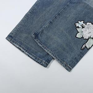 Jeans Baggy de Mezclilla Tejida Recubierta para Hombre con Logotipo Personalizado y Bordado Floral - Estilo Vintage de Lujo - Product Image 2