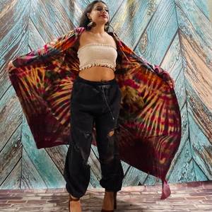 2025 nouveau Sexy Kimono Robe longue Kimono Robe été unisexe Kimono grandes femmes vacances vacances Look cravate teinture Kimono - Product Image 4