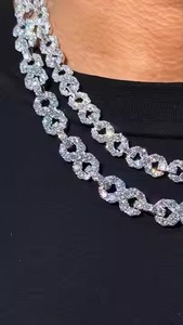 Cadena cubana de diamantes de lujo, chapada en oro blanco, plata de ley S925, con diamantes de moissanita, estilo hip hop, para unisex. - Product Image 2