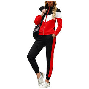Conjunto Deportivo para Mujer con Bloques de Color, Chaqueta con Cremallera de Manga Larga y Pantalones Deportivos con Bolsillos Laterales para Otoño - Product Image 2
