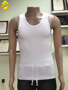 Ribbed 290 GSM Cotton <b>Men's</b> Gym Tank Tops Breathable Black Gray <b>Singlets</b> <b>MENS</b> RIBBED VEST TANK TOP - Product Image 3