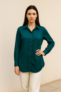 Chemise boutonnée élégante en polyester bleu sarcelle et vert citron pour tenue décontractée semi-formelle, tailles homme M L XL XXL - Product Image 6