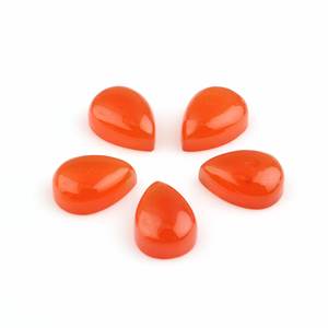 Calidad Superior 10x14mm Calcedonia Fanta Naranja Natural Cabujón en Forma de Pera con Base Plana Calibrado para Fabricación de Joyas Suministro de Piedra Suelta - Product Image 1