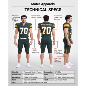 Ensemble d'uniformes de football américain personnalisés 100 % polyester, maillot de match rétro pour équipe masculine, OEM - Product Image 5