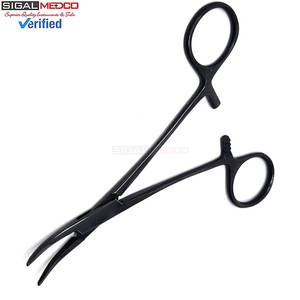 Pinzas Hemostáticas con Bloqueo, 5 Pulgadas, Curvas, Mordazas Totalmente Dentadas, Acero Inoxidable Negro, Pinza Quirúrgica Manual, Certificación CE, para Enfermeras y Médicos - Product Image 4