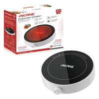 Cocina de Inducción Inteligente de 2200W con un Solo Horno, 6 Niveles de Potencia, Control de Interruptor Giratorio, 100V-240V, Panel Microcristalino Negro