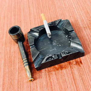 Decorative Damascus Steel <b>Ashtray</b> Unique Layered Pattern Heavy Duty Metal <b>Ashtray</b> for Tabletop Use and Gifting - Product Image 4