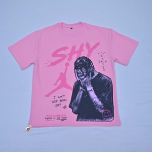 เสื้อยืดแขนสั้นสีชมพูคุณภาพสูงสำหรับผู้ชาย ทรงโอเวอร์ไซส์ คอโอ ทรงปกติ สไตล์สตรีท ผ้าเจอร์ซีย์คอตตอน 100% - Product Image 6