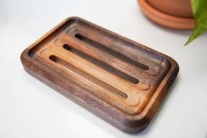 <b>Wooden</b> Rectangle Eco-Friendly Soap Stand with Drainage Grooves Modern Design Easy to Clean <b>Bathroom</b> <b>Accessory</b> - Product Image 3