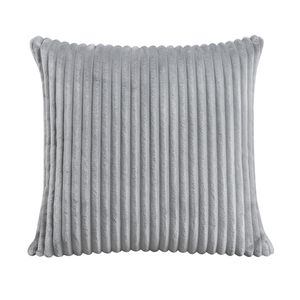 Poltrona Angolare da Soggiorno con Gambe in Legno Massello, Rivestimento in Velluto a Coste Grigio, Cuscino Morbido e Comoda Seduta Angolare - Product Image 6