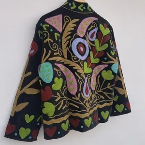 Trendy <b>Top</b> Product Suzani Floral Embroidery Jacket Cropped Hippie <b>Coat</b> Women Winter Warm Outerwear Wholesale Price - Product Image 3