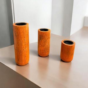 Juego de Jarrones Cilíndricos de Madera Hechos a Mano, Jarrón Decorativo de Madera Natural para Flores, Decoración para Mesa de Salón - Product Image 2