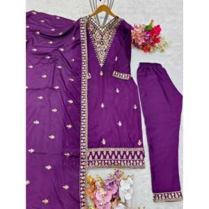 Salwar Kameez en polyester de créateur pour soirée, avec un magnifique ensemble de dupatta, taille XL, haut-pantalon pour femmes - Product Image 4