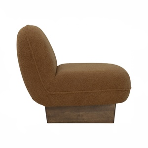 Sillón de Diseño Escandinavo Marrón Premium, Moderno y Elegante, sin Brazos, de Perfil Bajo, para Sala de Estar, Dormitorio o Apartamento de Lujo - Product Image 3