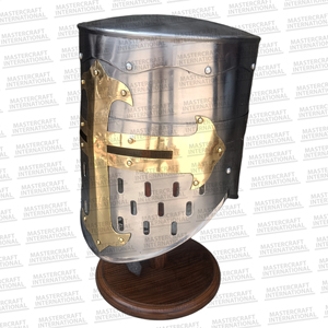 Casque de Chevalier Templier en Acier Doux, Armure Médiévale de Croisé avec Croix en Laiton pour Reconstitutions Historiques et Foires, Tenue Adulte - Product Image 6
