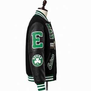 OEM Custom High Quality Men's Winter Streetwear Baseball <b>Jacket</b> Puff Printed Patch Embroidery Wool/Viscose Sleeve <b>Vintage</b> <b>Jacket</b> - Product Image 2