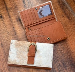 Nouveaux portefeuilles en cuir de vachette véritable faits à la main pour les femmes portefeuille mince à deux volets vente chaude en cuir Western pochette sac à main portefeuilles - Product Image 6