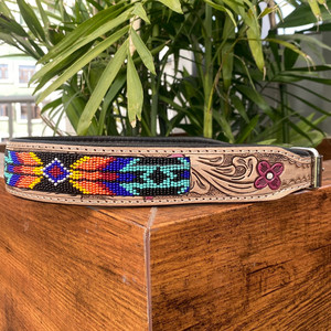 <span class=keywords><strong>Collar</strong></span> de perro mascota de cuero genuino duradero suave y cómodo de alta calidad, collares para mascotas con cuentas de cuero a mano de diseñador de lujo - Product Image 2