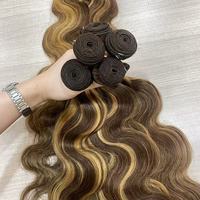 Extensions de cheveux naturels Remy 11A, tissage vietnamien, trame machine, pointes épaisses, couleur piano