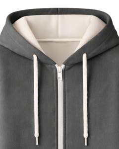 Sudadera con capucha larga con cremallera, color gris carbón, abrigo de invierno de forro polar para mujer, ropa exterior informal de gran tamaño con bolsillos, OEM personalizado - Product Image 3