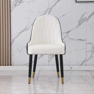 Sedia da scrivania moderna in similpelle con gambe e schienale in metallo, colore nero, per soggiorno e sala da pranzo, 2 pezzi inclusi - Product Image 3
