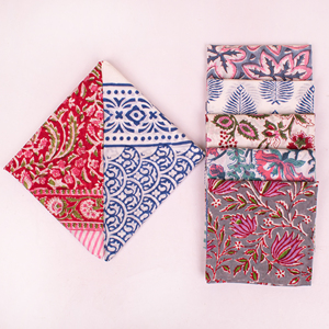 Hand Block Printed Cotton <b>Square</b> <b>Scarf</b>-Multi-Functional Women's Outdoor & Travel Use Floral Patterns Reversible Wraps All Season - Product Image 1