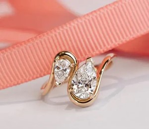 Modern dual pear cut open <b>wrap</b> diamond ring luxury <b>bridal</b> engagement anniversary statement fine jewelry design - Product Image 6