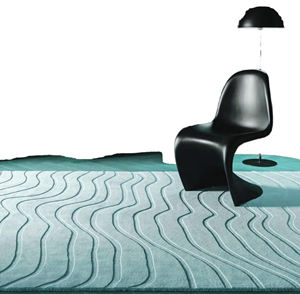 Tapis à poils longs tufté à la main en laine/soie, ignifuge, adapté aux animaux domestiques, écologique, épaisseur moyenne, avec envers en latex, couleur unie moderne - Product Image 1