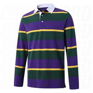 Chemise classique en tricot avec logo brodé personnalisé, manches longues, polo de rugby de haute qualité, coton épissé, polos de rugby personnalisés, vêtements d'équipe personnalisés - Product Image 1