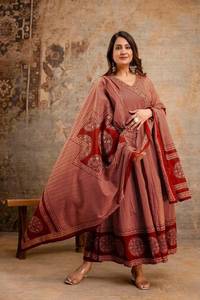 Twinfeet Women's Traditional Cotton <b>Kurti</b> & Palazzo with Dupatta Suit Set-Knee-Length Quick Dry for Diwali/Wedding/Party - Product Image 2